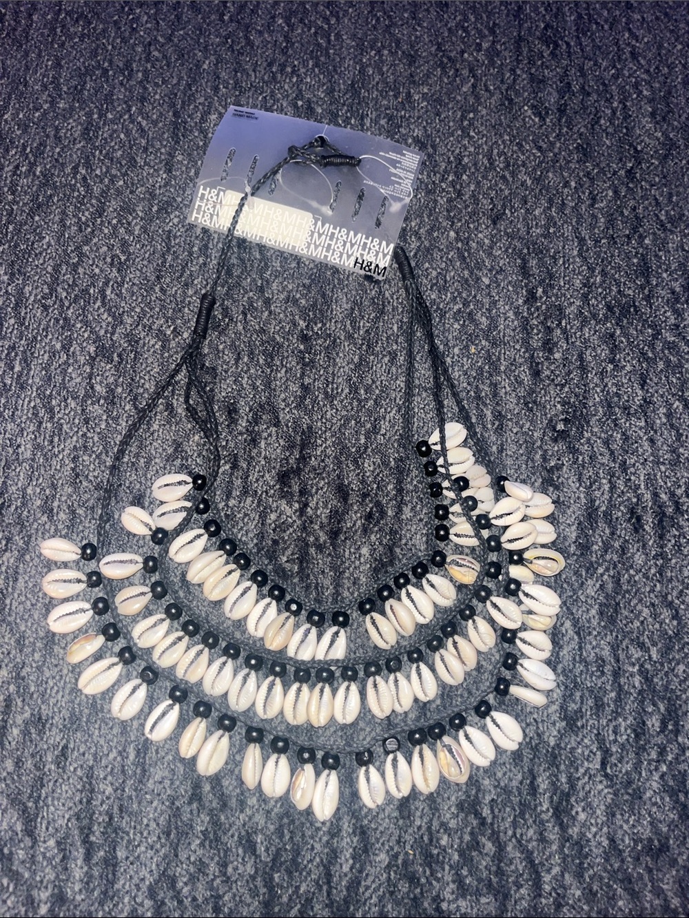 H&M Black and White Layered Cowrie Shell Necklace